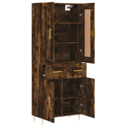 Berkfield Elegant Highboard Smoked Oak 69.5X34X180 Cm Engineered Wood - thumbnail 4