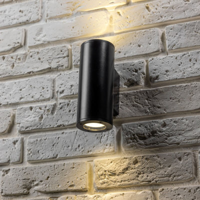 CGC Lighting Cgc Black Up And Down Gu10 Wall Light Curved Outdoor Garden Ip54 Weatherproof Polycarbonate Outside Door Patio Wall Lamp - image 1