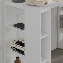 Decortie Modern Colmar 106Cm Working Desk Particleboard 3 Open Shelves Wall Fix H75Xw106Cm, White - thumbnail 4