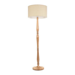 Valuelights Victoria Traditional Light Wood Candlestick Floor Lamp With Natural Drum Shade - Led Bulb Included - thumbnail 2