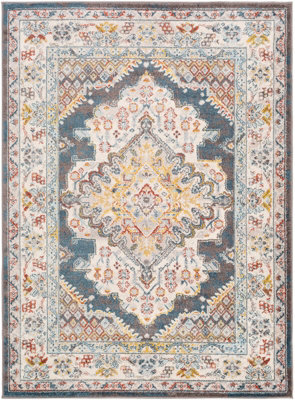 Livabliss Ankara-Vintage Brown Yellow Red Traditional Boho Living Dining Bedroom Rug 120 X 170 Cm Easy Care, Non Shedding - image 1