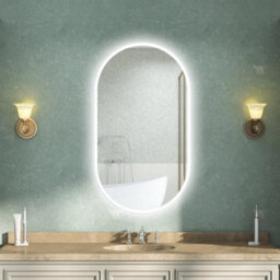 AVER-GROWTH Oval Led Bathroom Mirror With Lights 3 Colour Demister Anti-Fog Touch/wall Switch Vertical/horizontal Illuminated Mirror 70X120Cm - thumbnail 1