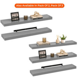 Innoteck Grey High Gloss Floating Shelf Rectangular 110Cm Modern Wall Mounted Shelf - thumbnail 8