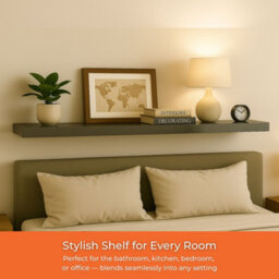 Innoteck Grey High Gloss Floating Shelf Rectangular 110Cm Modern Wall Mounted Shelf - thumbnail 6