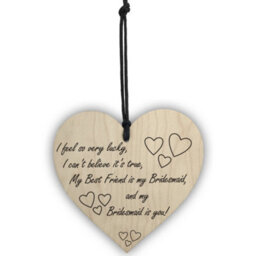 Red Ocean Best Friend Is My Bridesmaid Wooden Hanging Heart Wedding Plaque - thumbnail 2