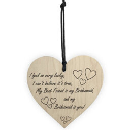 Red Ocean Best Friend Is My Bridesmaid Wooden Hanging Heart Wedding Plaque - thumbnail 5