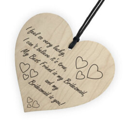 Red Ocean Best Friend Is My Bridesmaid Wooden Hanging Heart Wedding Plaque - thumbnail 6