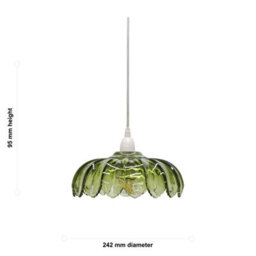 First Choice Lighting Alice - Green Floral Glass Easy Fit Pendant Shade - thumbnail 5
