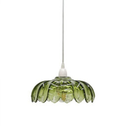 First Choice Lighting Alice - Green Floral Glass Easy Fit Pendant Shade