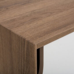 Wyld And Coco Novahome Sideboard 147 X 42 X 56 Cm, Light Brown Veneer With 2 White Sliding Doors And 2 Grey Drawers - thumbnail 6