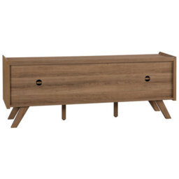 Wyld And Coco Novahome Sideboard 147 X 42 X 56 Cm, Light Brown Veneer With 2 White Sliding Doors And 2 Grey Drawers - thumbnail 5