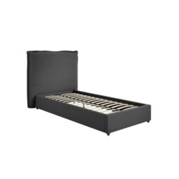 Wyld Haus Wexford Deep Grey Linen 3Ft Single Bed With Padded Pillow Headboard - thumbnail 2