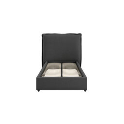 Wyld Haus Wexford Deep Grey Linen 3Ft Single Bed With Padded Pillow Headboard - thumbnail 3