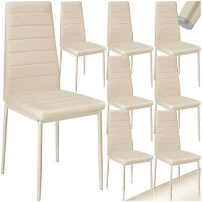 Tectake Set Of 8 Dining Chairs - High Backrest, Padded, Synthetic Leather   - Beige - image 1