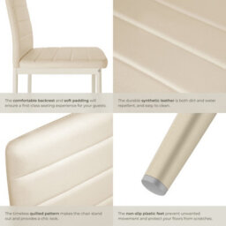 Tectake Set Of 8 Dining Chairs - High Backrest, Padded, Synthetic Leather   - Beige - thumbnail 4