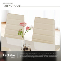 Tectake Set Of 8 Dining Chairs - High Backrest, Padded, Synthetic Leather   - Beige - thumbnail 5