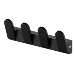 Bisk 4-Hook Quad Hanger Wall Dressing-Gown Towel Bathroom Black Powder Coated Zamak - thumbnail 1