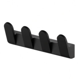 Bisk 4-Hook Quad Hanger Wall Dressing-Gown Towel Bathroom Black Powder Coated Zamak - thumbnail 3