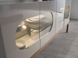 Angel Cerda Stylish Grey And Walnut Wood Sideboard With Led Lighting - thumbnail 4