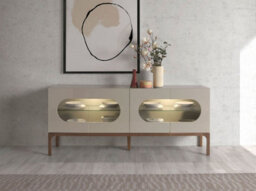 Angel Cerda Stylish Grey And Walnut Wood Sideboard With Led Lighting - thumbnail 2
