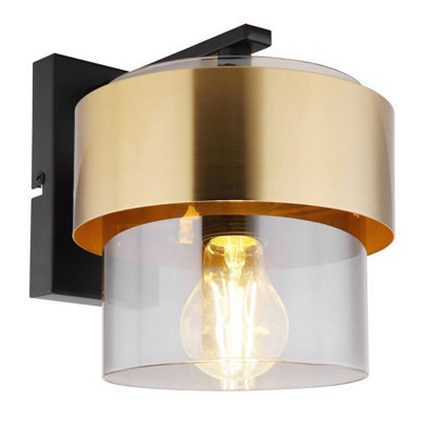 Luminosa Lighting Luminosa Milley Wall Lamp Matt Black Glass Shade 1X E27 - image 1