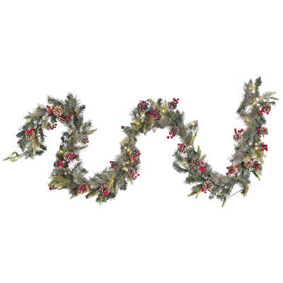 Beliani Pre-Lit Snowy Christmas Garland 270 Cm Green Paimio - image 1