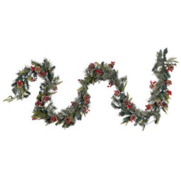 Beliani Pre-Lit Snowy Christmas Garland 270 Cm Green Paimio - thumbnail 4