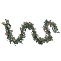 Beliani Pre-Lit Snowy Christmas Garland 270 Cm Green Paimio - thumbnail 5