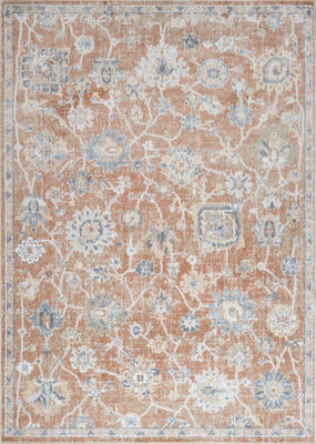 Livabliss Lillian-Washable Brown Blue Traditional Vintage Boho Living Dining Rug 200 X 275 Cm Easy Care, Non Shedding - image 1