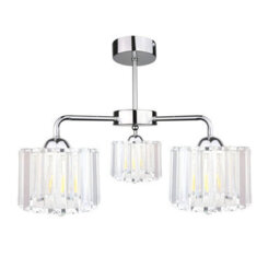 Luminosa Lighting Luminosa Deco Multi Arm Semi Flush Ceiling Light Silver, 40Cm, 3X E27