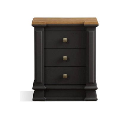Furniture 48 Bewley Oak And Charcoal Grey Painted 3 Drawer Bedside Chest