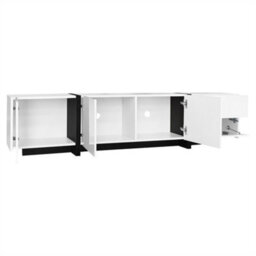 Abrihome White High-Gloss Tv Unit With Black Legs, Minimalist Cabinet With Doors & Drawers, Modern Media Storage For Living Rooms - thumbnail 2