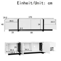 Abrihome White High-Gloss Tv Unit With Black Legs, Minimalist Cabinet With Doors & Drawers, Modern Media Storage For Living Rooms - thumbnail 9