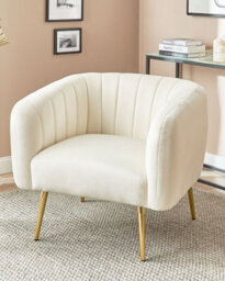 Beliani Armchair Laconia Velvet Off-White - thumbnail 2
