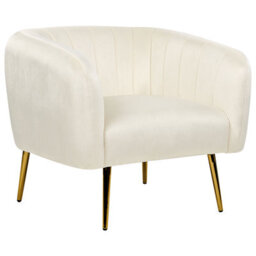 Beliani Armchair Laconia Velvet Off-White - thumbnail 1