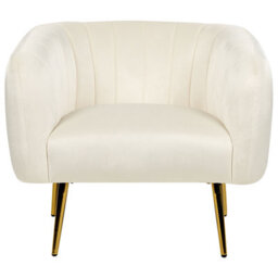 Beliani Armchair Laconia Velvet Off-White - thumbnail 4
