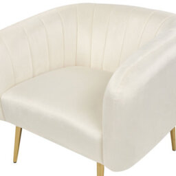 Beliani Armchair Laconia Velvet Off-White - thumbnail 6