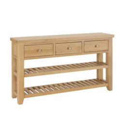 The Furniture Market Cheshire Whitewash Oak Large Console Table With Three Drawers - thumbnail 8