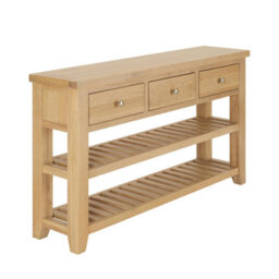 The Furniture Market Cheshire Whitewash Oak Large Console Table With Three Drawers - thumbnail 4
