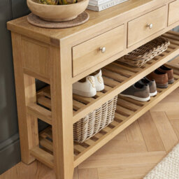 The Furniture Market Cheshire Whitewash Oak Large Console Table With Three Drawers - thumbnail 3