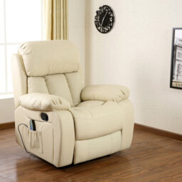 More4Homes Chester Bonded Leather Recliner Armchair Sofa Home Lounge Chair Reclining Gaming (Cream)