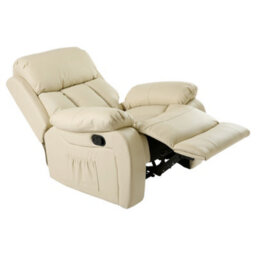 More4Homes Chester Bonded Leather Recliner Armchair Sofa Home Lounge Chair Reclining Gaming (Cream) - thumbnail 4