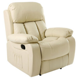 More4Homes Chester Bonded Leather Recliner Armchair Sofa Home Lounge Chair Reclining Gaming (Cream) - thumbnail 6