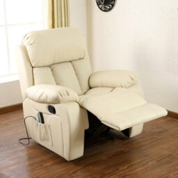 More4Homes Chester Bonded Leather Recliner Armchair Sofa Home Lounge Chair Reclining Gaming (Cream) - thumbnail 8