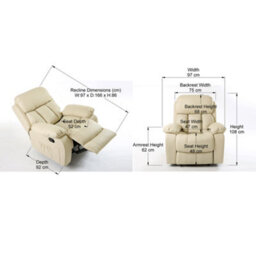 More4Homes Chester Bonded Leather Recliner Armchair Sofa Home Lounge Chair Reclining Gaming (Cream) - thumbnail 9