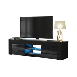 Tv Unit 130Cm Sideboard Cabinet Cupboard Tv Stand Living Room High Gloss Doors - Black - thumbnail 3