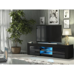 Tv Unit 130Cm Sideboard Cabinet Cupboard Tv Stand Living Room High Gloss Doors - Black - thumbnail 4