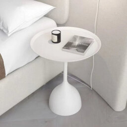 White Round Coffee Table Metal Iron Side Desk Small Round Wine - thumbnail 4