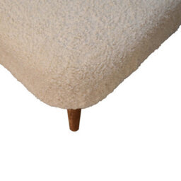 Wyld Haus Olbia Bouclé Square Footstool, Cream Cotton, Mango Wood Legs - thumbnail 5
