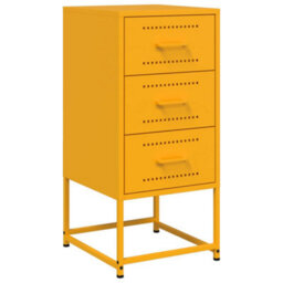Berkfield Bedside Cabinets 2 Pcs Mustard Yellow 36X39X78 Cm Steel - thumbnail 3